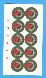 4936  Silver Bells Wreath  ( $1.15 FULL PANE of  10  )  MNH  2014