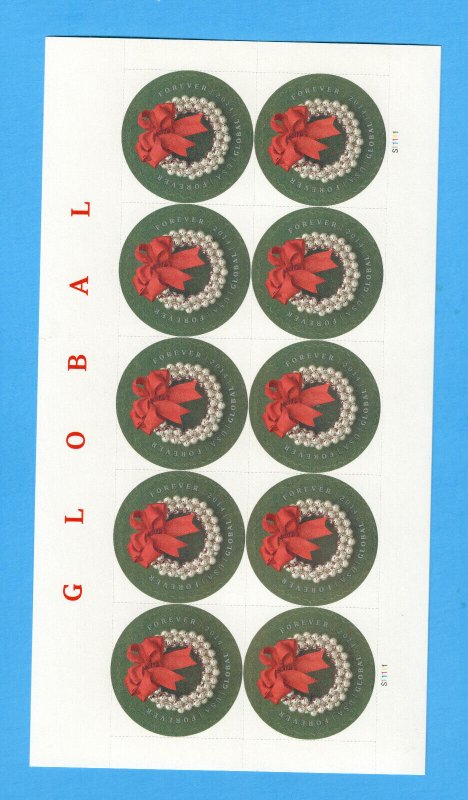 4936  Silver Bells Wreath  ( $1.15 FULL PANE of  10  )  MNH  2014