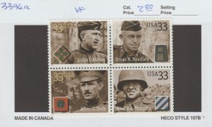 Scott# 3396a 2000 33c Distinguished Solders Issue VF MNH Block