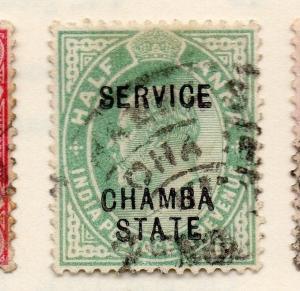 Indian States Chamba 1902 -07 Ed VII  Early Issue Fine Used 1/2a. Optd 157043
