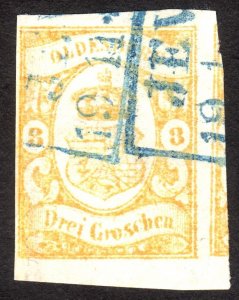 1861, Germany Oldenburg 3Gr, Used, Sc 15