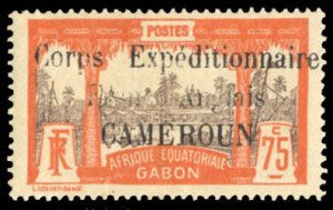 French Colonies, Cameroon #113 Cat$275, 1915 75c orange and chocolate, distur...