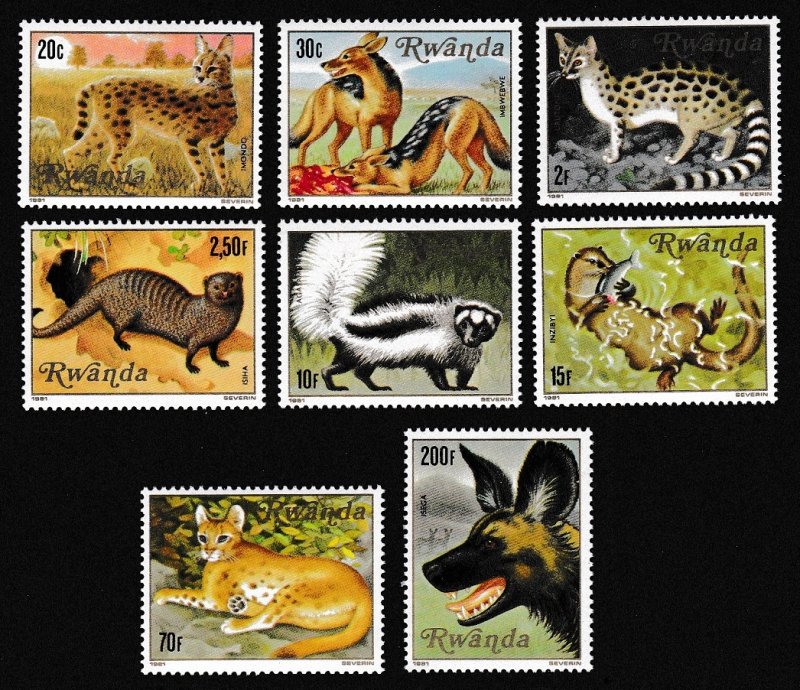 Rwanda Cats Dogs Carnivorous Animals 8v 1981 MNH SC#1035-1042 SG#1049-1056