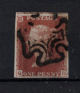 GB QV 1d red 4 margin imperf SG7 Plate 11 fine Maltese Cross used WS28007 