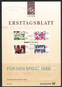 Germany, Scott cat. B827-B830. Sports, Postal Bulletin. F.D.C. ^