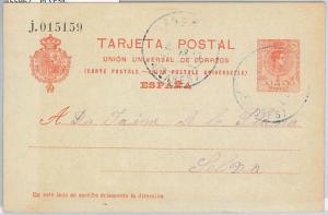 SPAIN - POSTAL STATIONERY CARD  from  RUBERTS with SANCELLAS blue postmark 1920