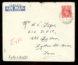 1952 Great Britain Scott #284 on RAF Habbaniya Iraq Forces Air Mail Cover
