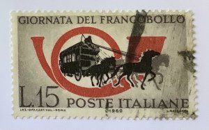 Italy 1960 Scott 812 used - 15 L,  Stamp Day