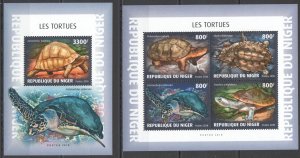 HM1835 2018 NIGER TURTLES MARINE LIFE REPTILES FAUNA #6135-8+BL929 MNH