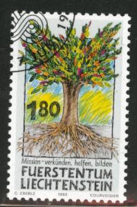 LIECHTENSTEIN Scott 1003 used CTO 1993 Missionary tree CV$2.