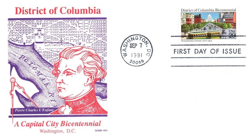 US FIRST DAY COVERS DISTRICT OF COLUMBIA A CAPITAL CITY BICENTENNIAL GAMM CACHET