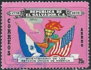 El Salvador C383 (used) 25c US bicentennial