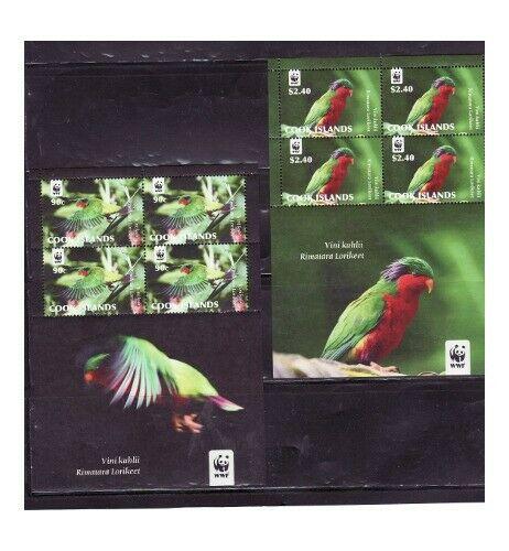 Cook Islands - Parrots 4 Stamp/4 Sheet Set  3L-001