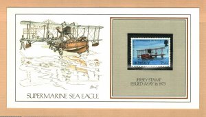 SUPERMARINE SEA EAGLE SEAPLANE 1973 JERSEY 7-1/2p Stamp Presentation Card