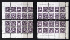 Canada #J16B Plate block set.MNH.C.V. 320$.