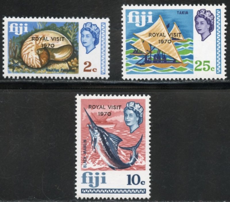 Fiji Scott 286-88 MVFNHOG - 1970 Royal Visit - SCV $2.45