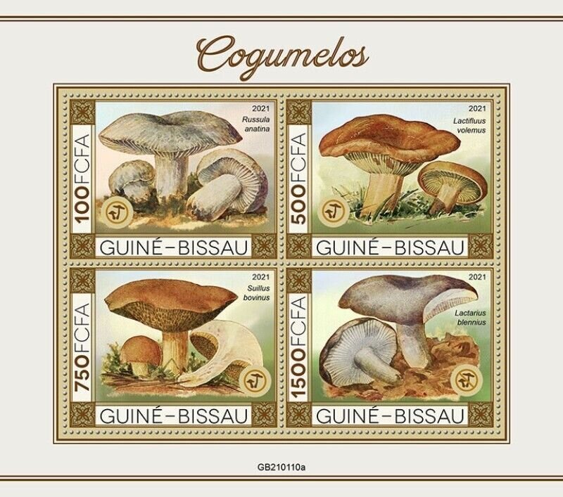 Guinea-Bissau - 2021 Mushrooms, Slimy Milkcap - 4 Stamp Sheet - GB210110a 