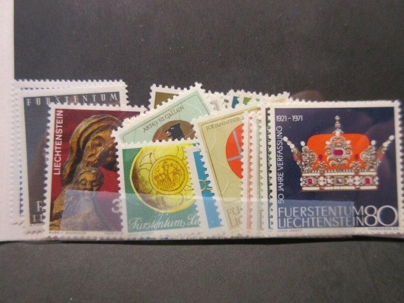 LIECHTENSTEIN Scott 472-3 474 475-7 478-80 481-4 485 486-8 489-90 MLH Cat $12.30