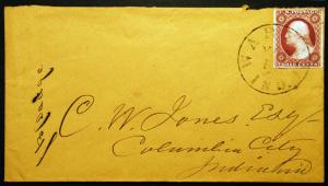 3c Orange Brown Type I  1851 VF on Cover