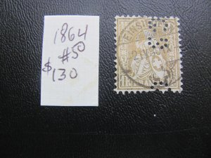 SWITZERLAND 1882 USED HOLES CANCEL SC 50  VF  $130 (188)