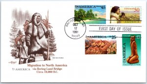 U.S. FIRST DAY COVER MIGRATION TO NORTH AMERICA VIA BERING LAND BRIDGE COMBO '91