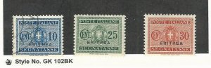 Eritrea (Italy), Postage Stamp, #J16 Used, J18-19 Mint Hinged, 1934