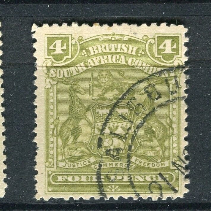 RHODESIA; 1898 early classic Springbok issue fine used 4d. value