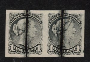 Canada #35P Extra Fine Imperf Proof Pair In Black With Rare Defacement Lines