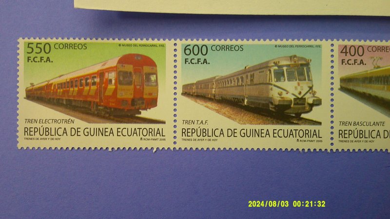 Equatorial Guinea 2005 Trains Scott# 272 Strip of 4 designs Complete Mint XF NH