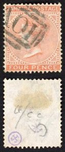 Jamaica SG11 4d Red-brown Wmk CC Kingston Type G Pmk