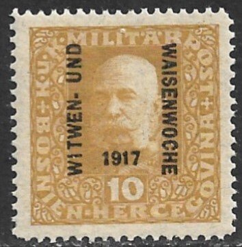 BOSNIA AND HERZEGOVINA 1917 10h Widows & Orphans Fund Semi Postal Sc B11 MNH