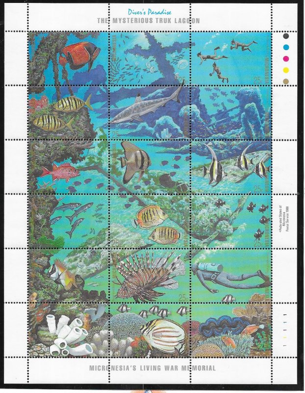 Micronesia #71   Truk Lagoon Momument  sheet of 18  (MNH) CV$9.50