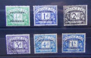 Southern Rhodesia Postage Dues 1951 to 1s Fine Used SGD1- SGD5 SGD7