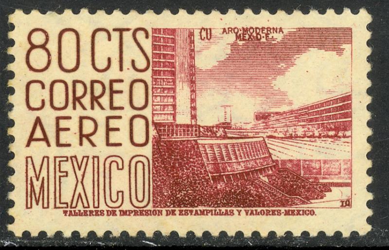 MEXICO 1950-52 80c Mexico City University Stadium Airmail Issue Sc C194 MNH