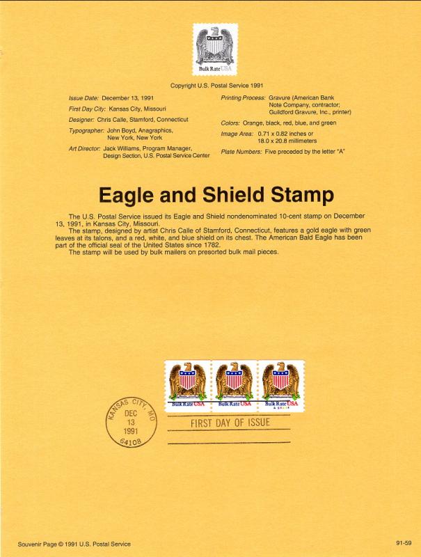 US SP990 Eagle and Shield 2602 PNC A54444 Souvenir Page FDC