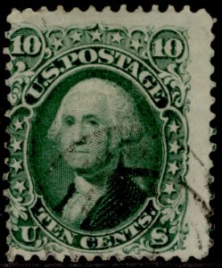 USA SCOTT 68, 10c green, FINE USED.