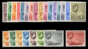 Seychelles #125-148 Cat$367.90 (for hinged), 1942-45 George VI, complete set,...