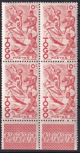 Togo 1947 Sc 309 margin block MNH**