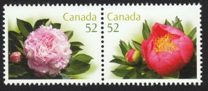 PEONIES = PEONY = Se-tenant pair from SS = Canada 2008 #2260i MNH VF