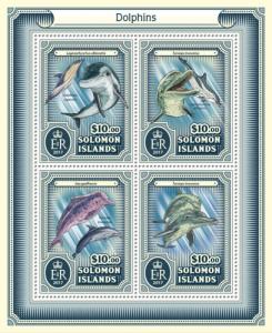 SOLOMON ISLANDS 2017 SHEET DOLPHINS DAUPHINS GOLFINHOS MARINE LIFE slm17206a