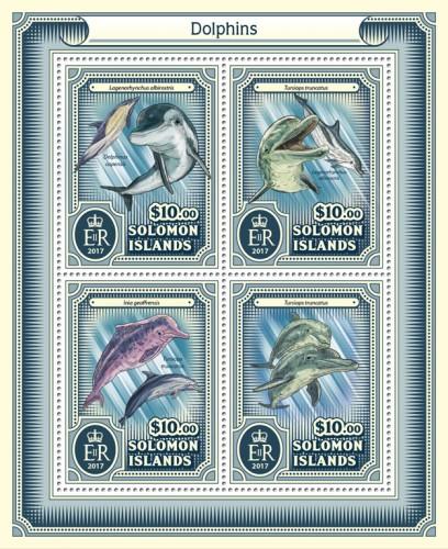 SOLOMON ISLANDS 2017 SHEET DOLPHINS DAUPHINS GOLFINHOS MARINE LIFE slm17206a