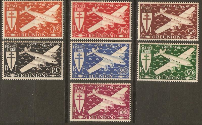 France Reunion C18-24 Cer PA 28-34 MHH VF 1944 SCV $6.65
