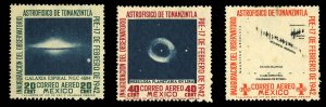 Mexico #C123-125 Cat$60, 1942 Astrophysics, set of three, hinged, faint toned...