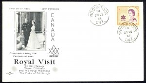 Canada Sc# 471 (Rose Craft) FDC (f) 1967 6.30 Royal Visit