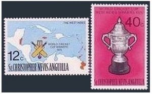 St Kitts-Nevis 322-323,323a, MNH. Mi 315-316,Bl.6. World Cricket Cup, 1976. Map.