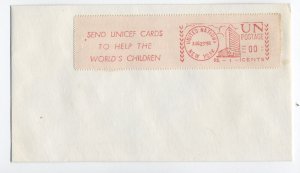 1955 United Nations Meter tape unicef cards slogan 0 cent specimen? [y7262]