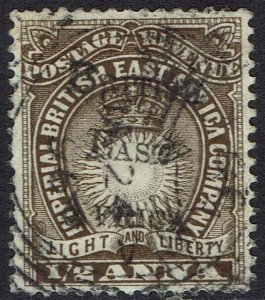 BRITISH EAST AFRICA 1895 OVERPRINTED LIGHT AND LIBERTY ½A USED