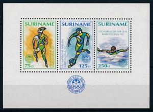 [63223] Suriname 1992 Olympic Games Barcelona - Football  Swimming Sheet MNH