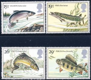 Great Britain 1983 Sc 1011-4 Pike Trout Perch Fish Stamp MNH