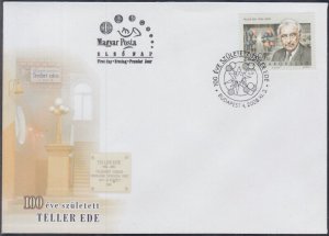 HUNGARY SC # 4100 FDC OF EDWARD TELLER, HUNGARIAN AMERICAN JEWISH PHYSICIST